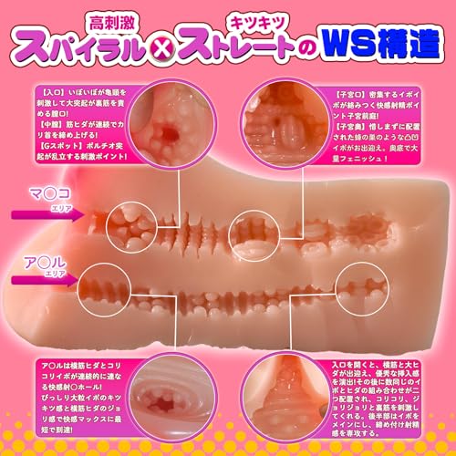 【盛り上げブルセラ】 オナホ オナホール オナホにんき人気 2穴 非貫通【スパイラルxストレート構造】積み込んだタコイボ 蜂巣のようなCQギミック オナホーるきつい 人気 おなほ アダルトグッズ 男性用 大人のおもちゃ - 画像3