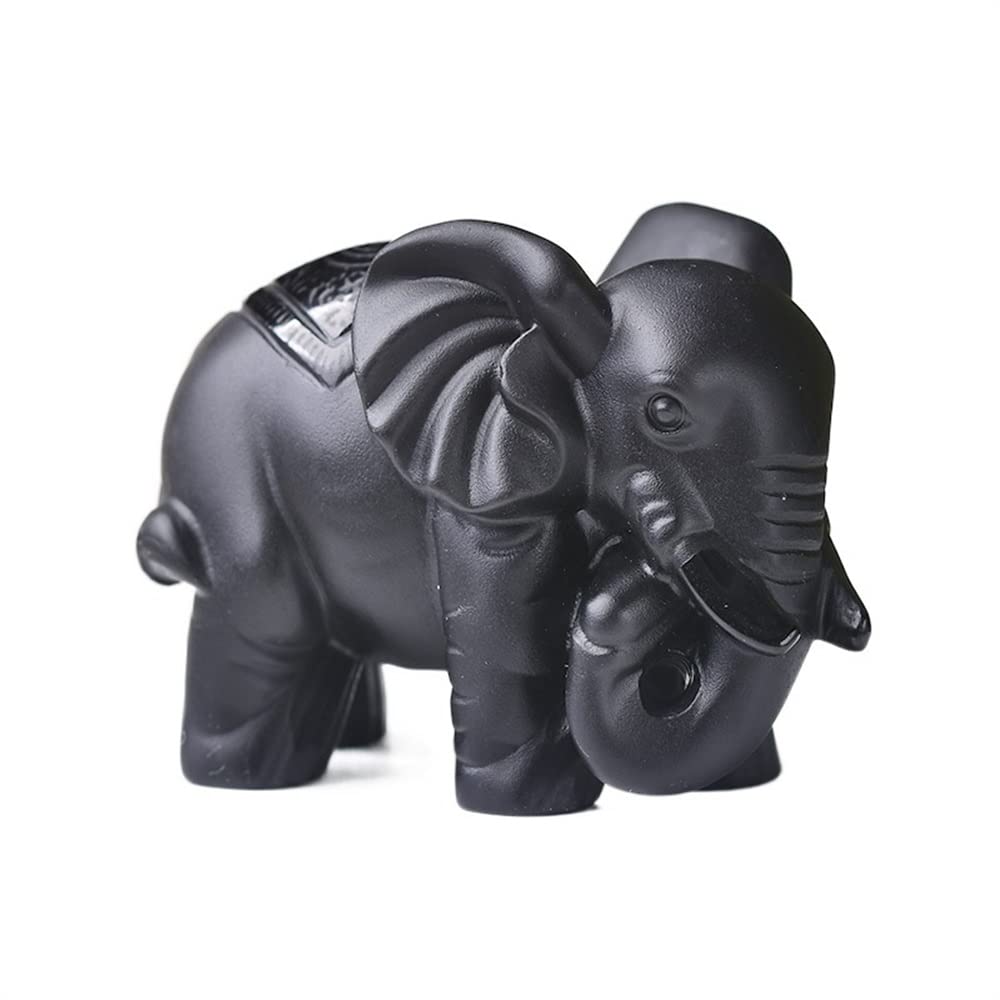RVBLRDSE 1PC Obsidian Figurine Animal Elephant Hand Carved Ornaments Crystal Polished Stones Gemstones Home Decoration (Color : 55x43x38mm) Gemstone Stone