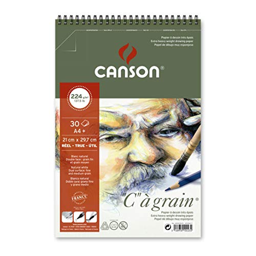 Canson Álbum Espiral Microperforado, 21X31,4 Cm, 30 Hojas, Canson C À Grain, Grano Fino 224G