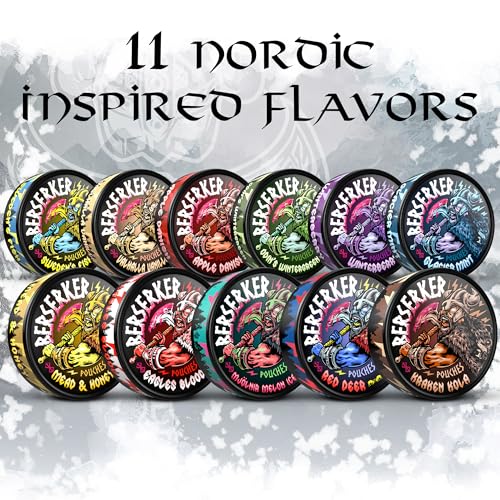 berserker energy pouches - odins wintergreen - caffeine infused - 100mg per pouch - 10 pack - tobacco amp nicotine free - energy drink replacement