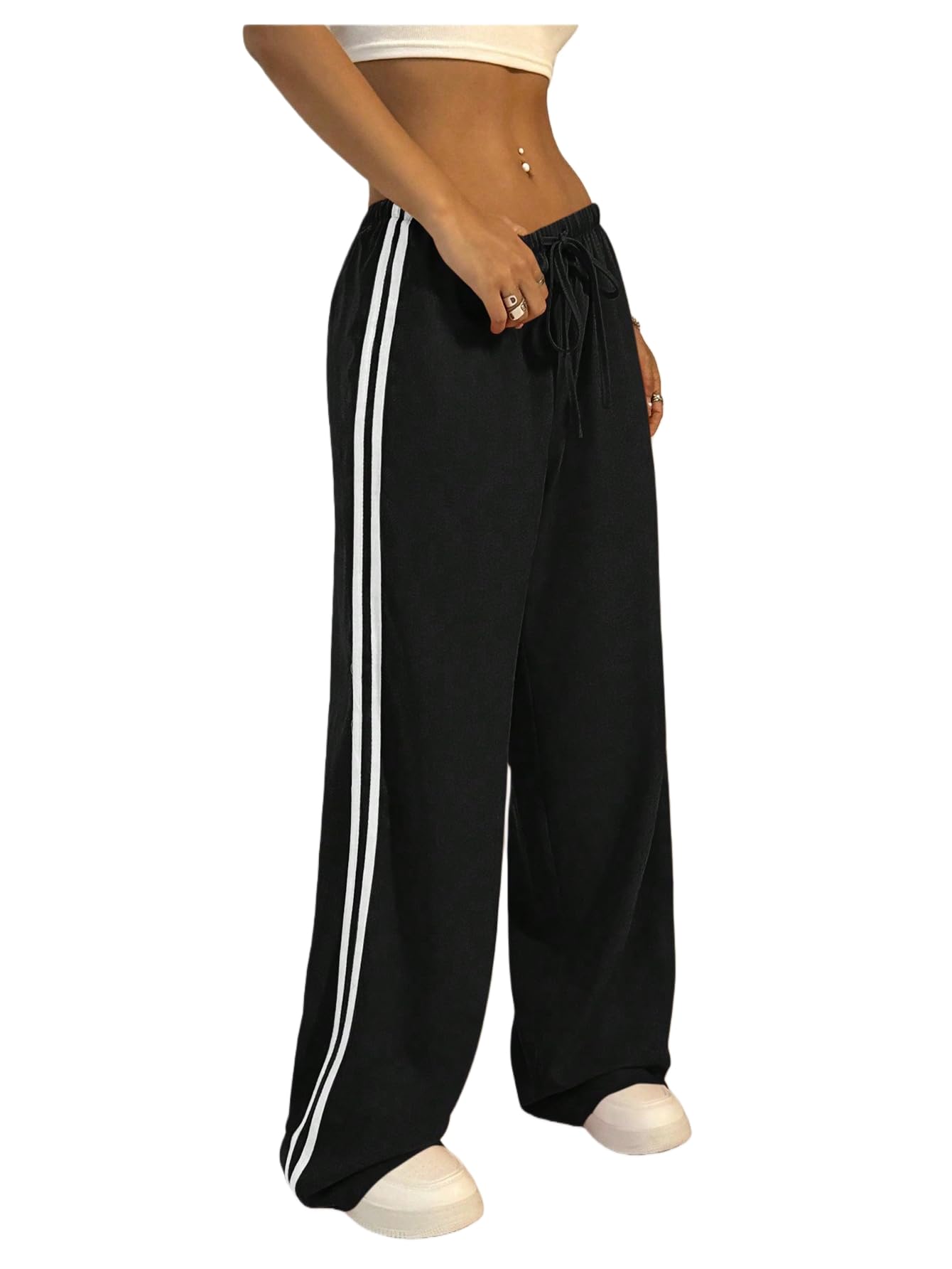 SHENHE Womens Wide Leg Loose Sweatpants Low Rise Y2k Drawstring Workout Sports Pants