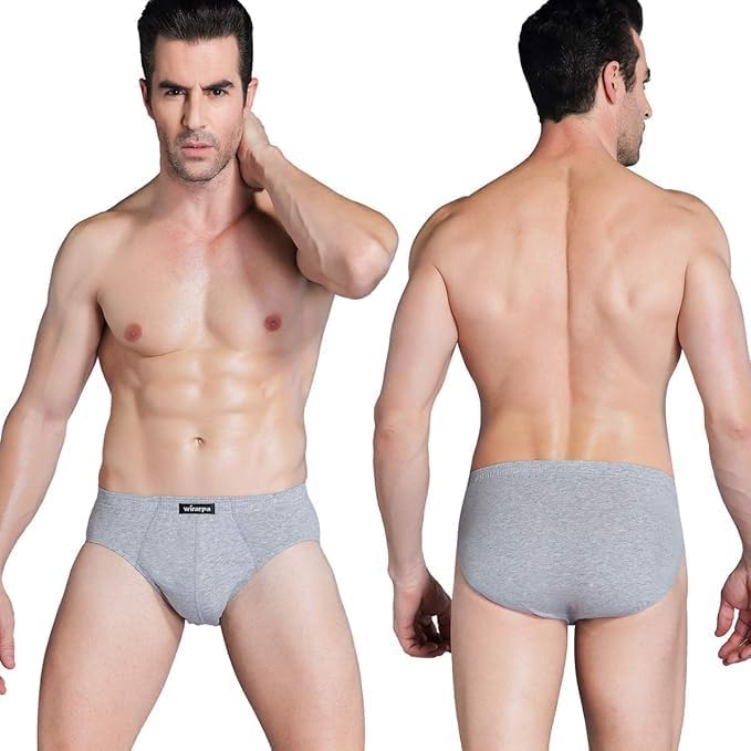 wirarpa Men's 100 Cotton Briefs Underwear No Fly Covered Waistband 4 Pack - Image 2