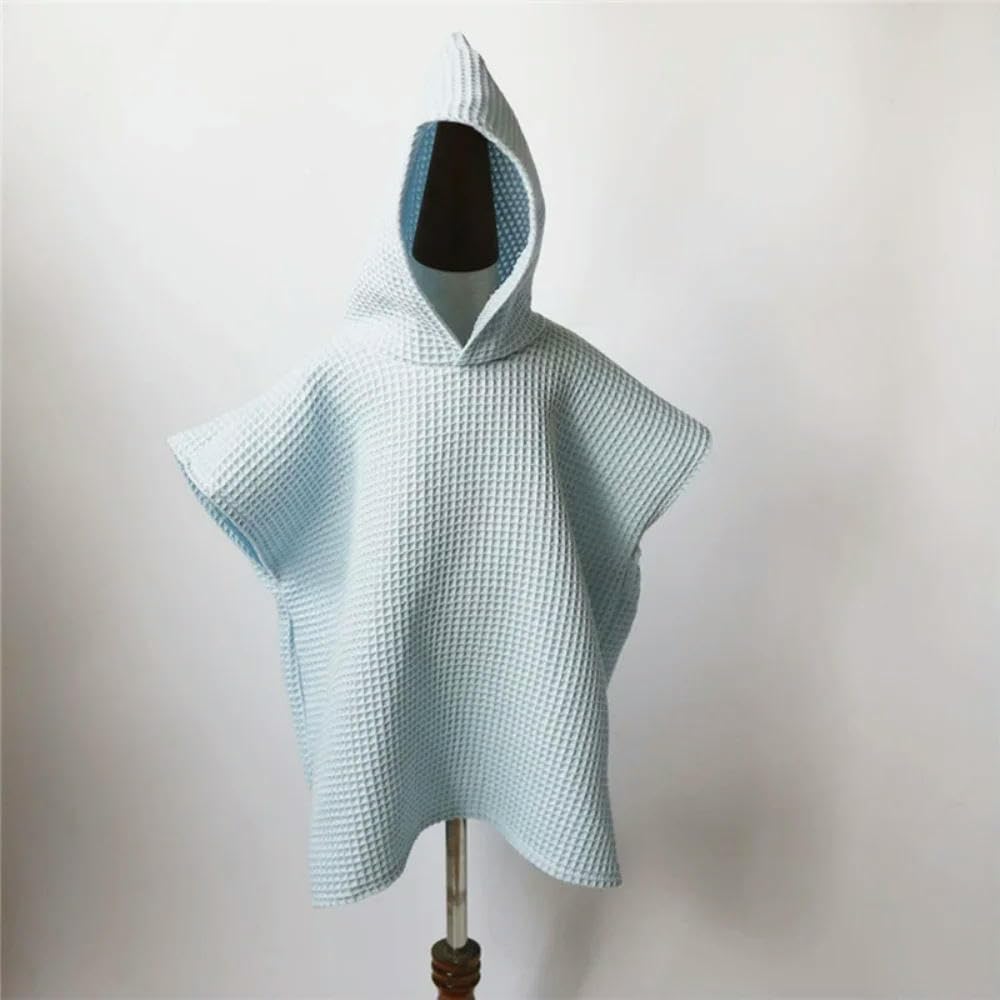 ZBDP Lot de 2 poncho à capuche pour enfants Serviette de plage Poncho Couleur unie Couverture à capuche après le bain Séchage rapide pour la plage, la natation et le bain