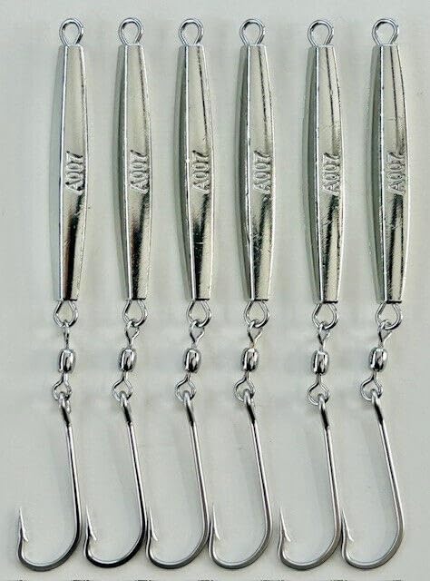 Generic Diamond Jig Man 6- A-007 Ava Type Diamond Jigs 1 oz.with 3/0 Stainless Steel Hooks, Chrome