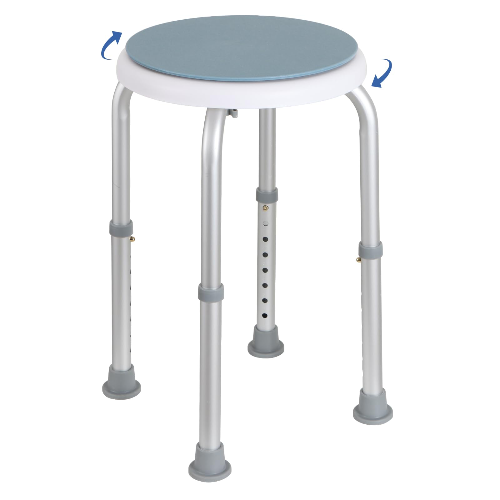 Panana 360° Swivel Shower Stool Rotating Round Bath Seat Chair with Aluminium Frame, 7-Level Height Adjustable, Non-Slip Design for Elderly, Disabled Aids