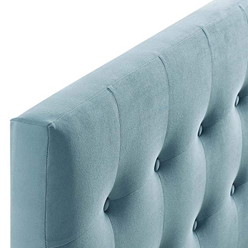 Image of Modway Emily King Biscuit Tufted Performance Velvet Headboard, Light Blue