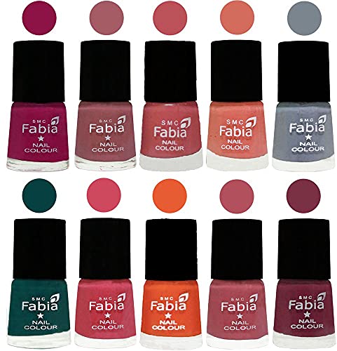Image of ALL IN ONE (PACK OF 10), Long Lasting Glossy Nail Polish, 6 ml Each, All Vibrant Colours,01965