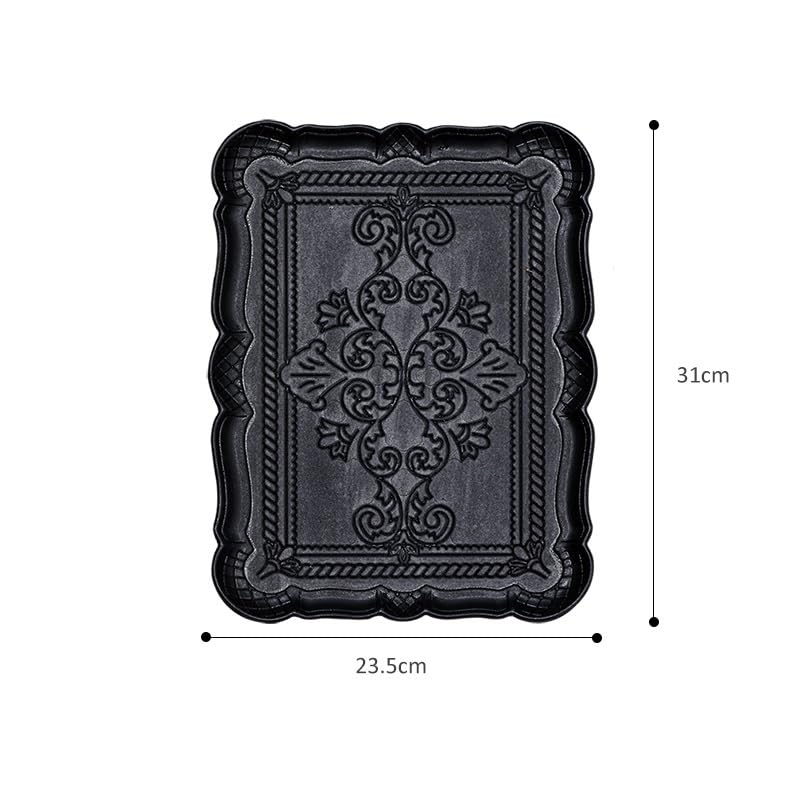 Bandejas Servir Comida Bandeja de Madera Gris Blanco y Negro, Bandeja Almacenamiento Llave Retro, Comedor con impresión tótem, Escritorio Mesa Cama