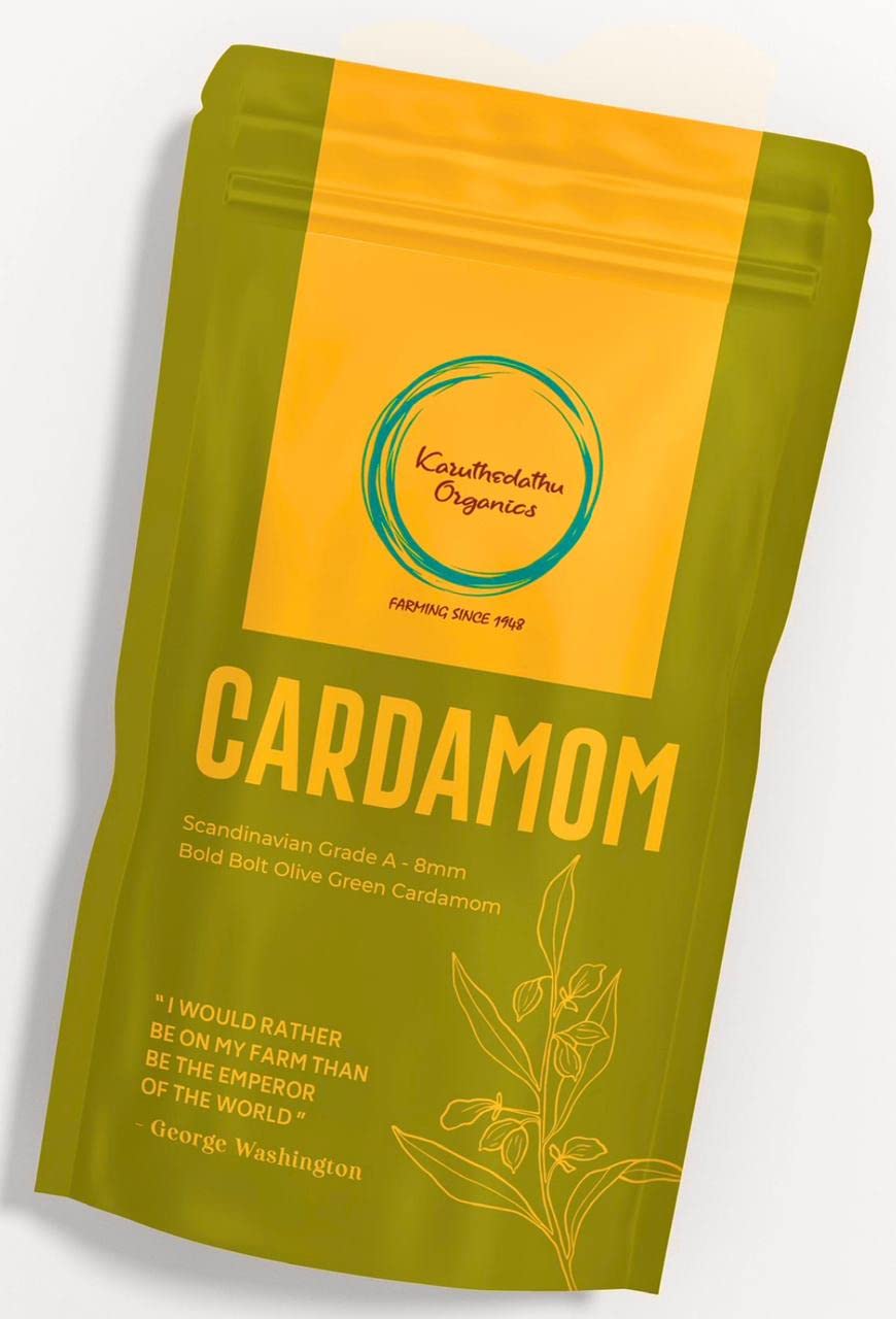 Karuthedathu Organics | 8+ mm Olive Green Cardamom (100 Grams) | Elaichi | Yelakki | Elakkai | Velaci | Elakulu | Ellakkaya | Ilaychi | Sukshmaila | Elettaria | Yelakulu | Ello | Hirvi Velchi | Velchi | Veldoda | True Cardamom | Idukki - Kerala Spice (B0BPZVZJC4) Amazon Price History, Amazon Price Tracker
