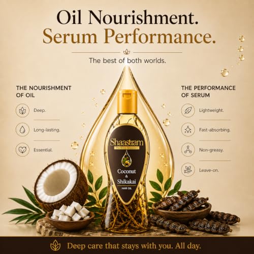 Image of Coconut & Shikakai Herbal Hair Oil (works like a serum) | Nourishes Hair & Supports Scalp Cleanliness | Leave-On Lightweight Non-Greasy Formula | Active Botanical Infusion | 180ml for Men & Women