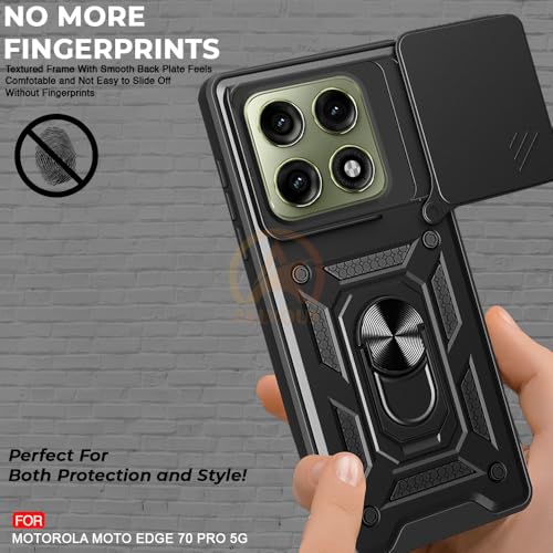 Image of Armor Bumper Back Cover Case for Moto Edge 70 Pro /Moto Edge 70 Pro Plus 5G Rotating Camera Cover, Ring Holder & Kickstand | Heavy Duty & 360 Degree Protection Back Cover (Black)