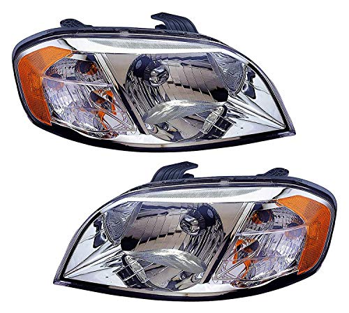 Compatible with Chevrolet Chevy Aveo Headlights Lamps Set 2007 2008 2009 2010 2011 2012 Halogen Driver and Passenger Side