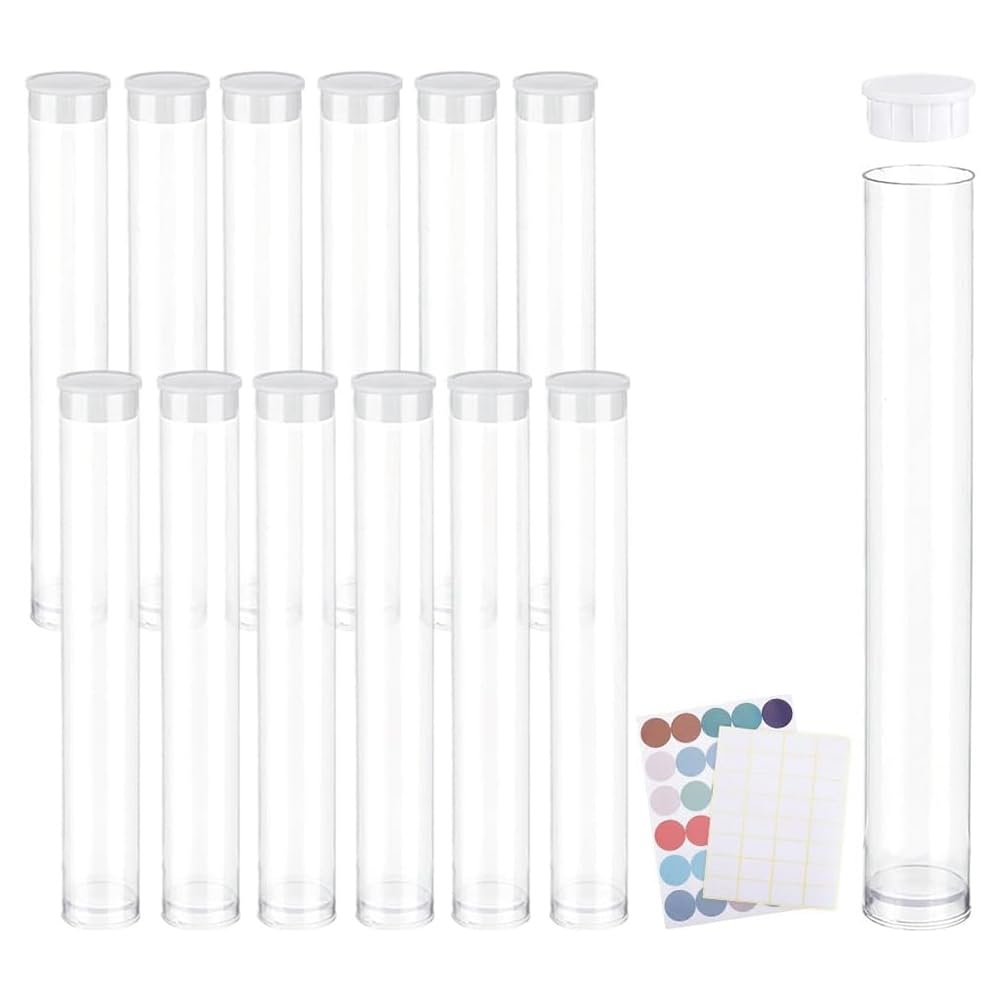 Nxyupv 20 Pack Clear Plastic Tube Empty Storage Tubes with Lid 5 Inch Long Round Tubes Transparent Tube Container Test Tube