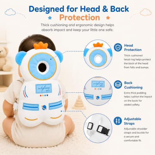 Image of Shark Doo Doo Baby Head Protector Cushion for 6-24 Months | Soft Plush Safety Backpack for Toddlers | Adjustable Straps, Anti-Fall Pillow for Infants (AstroBuddy)