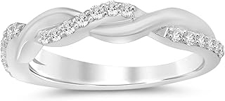 La Joya 1/4-1/2 CT TW Certified Lab Grown Intertwined Diamond Ring Bands | Solid 10k White Gold Twisted Vine Inspired Diamond Wedding Band | Sparkling GH VS/SI Diamond Ring for Women