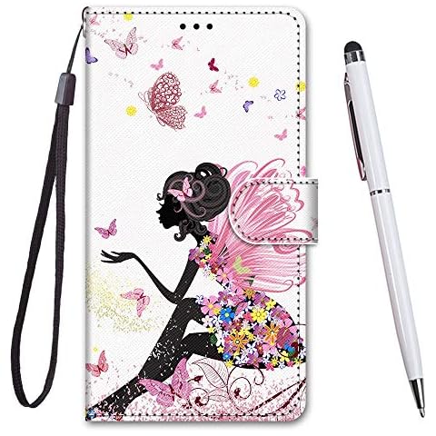 TOUCASA Compatible with Xperia XA2 Case, Creative Painted Wallet Case PU Leather Flip Magnetic Colourful Kickstand Card Slots Folio Protection Case for Sony Xperia XA2 (Butterfly Girl) Cover
