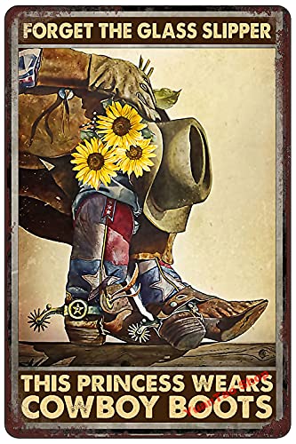 YuanTao Country Girl Princess Wears Cowboy Boots Funny Tin Sign Garage Rules Mechanic Bar Pub Diner Cafe Wall Decor Home Decor Art Poster Retro Vintage 8x12 Inches
