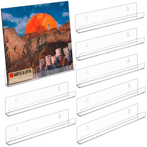 CYEER 8 PCS 12 Inch Vinyl Wall Mount, Acrylic Vinyl Shelf, Clear Vinyl Stand Display Storage Wall Mounted for Vinyl Record-30.5cm