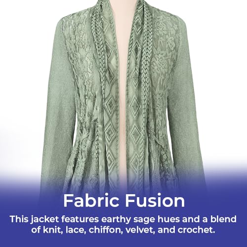 Sage Green Boho Jacket, Women’sLightweight Coat, Open Front Cardigan with Long Sleeves, Dressy or Casual Fashion4