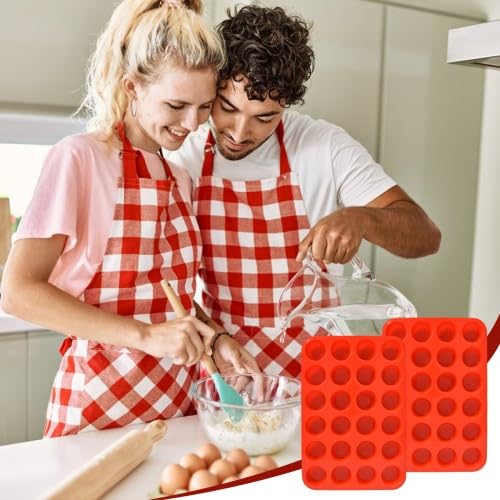 Naapesi 2 Piezas Mini Moldes de Silicona para Magdalenas, Bandeja de Horneado Antiadherente 24 Cavidades para Brownie, Muffins y Cupcakes, Apto para Lavavajillas, 32×22,5×2,5 cm (Rojo)