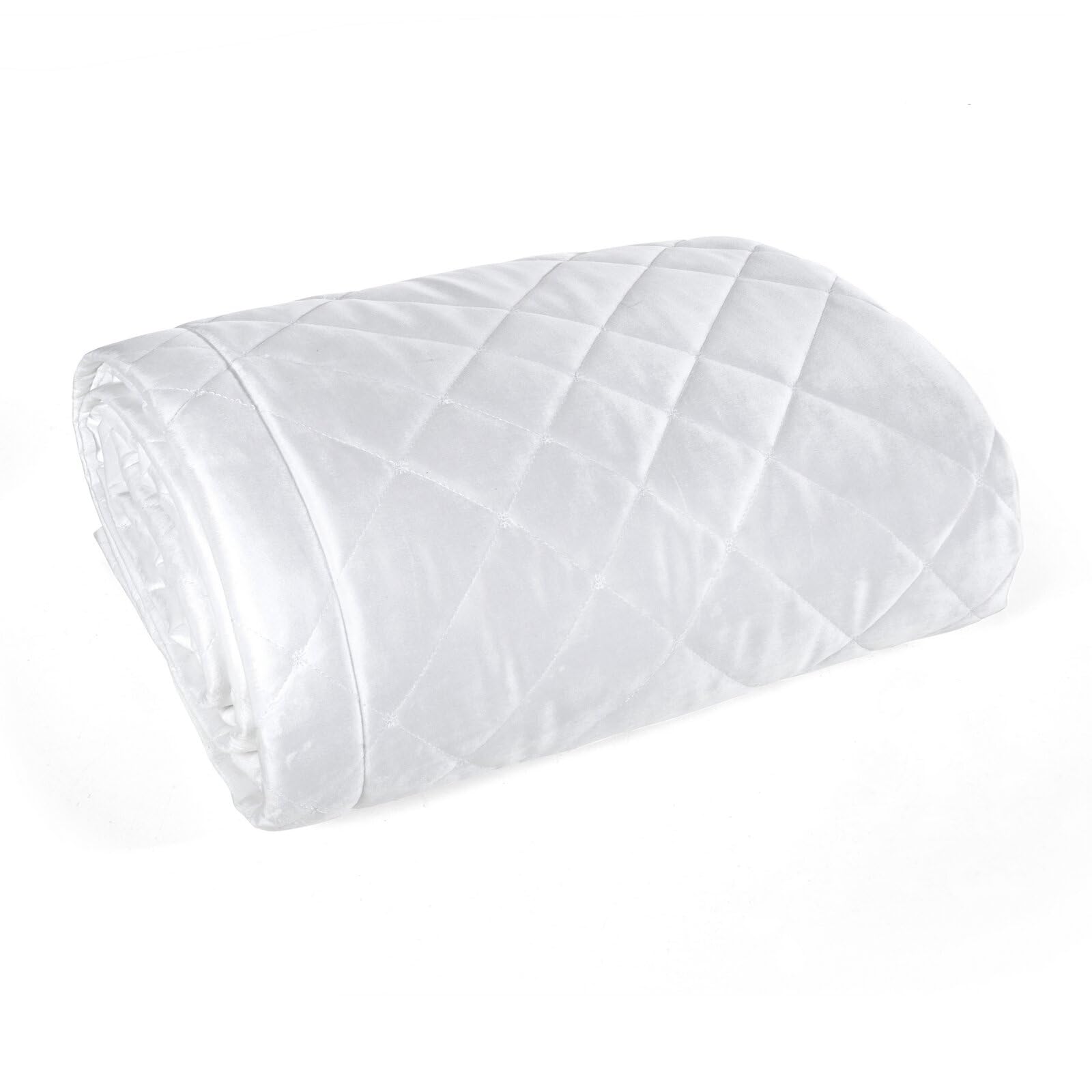 Eurofirany Gesteppte Tagesdecke RIA6 Velours für Doppelbett weiß 220 x 240 cm