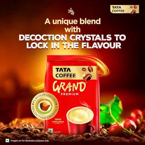 Image of Tata Premium Instant Coffee, 90g /100g Pouch, 100% Pure Coffee, With Flavour Locked Decoction Crystals, Rich Aroma & Great Taste (Pack of 2)