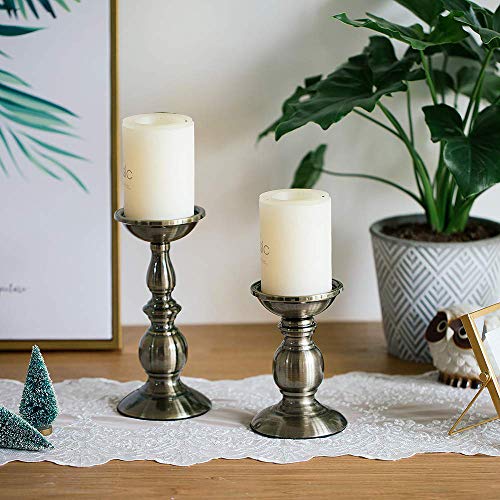 Bronze 2 Pcs Iron Pillar Candle Holders, Most Ideal For 3" Pillar Candles, Gifts For Wedding, Party, Home, Spa, Reiki, Votive Candle (S + L) #TOP2