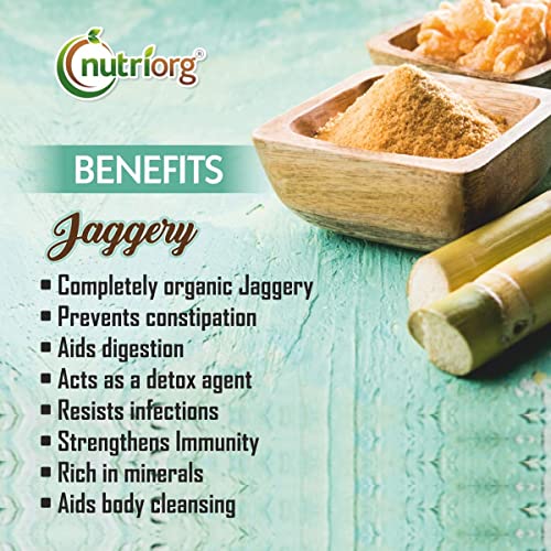 Image of Nutriorg Organic Jaggery Powder 1.4Kg (Pack of 6 * 700g) | Certified Organic Gud | Unrefined & Chemical-Free Natural Sweetener| No Preservatives | Premium Sugarcane Jaggery Powder