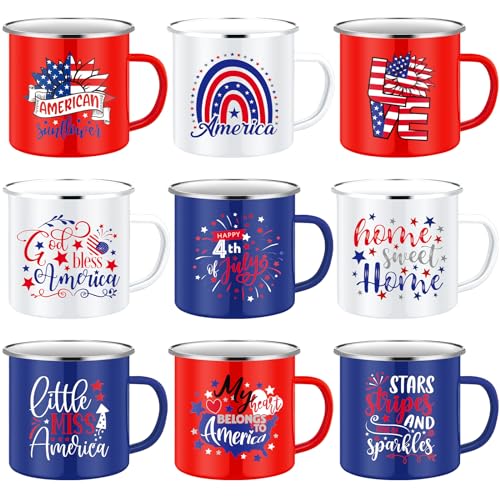 Mumufy 9 Pcs Independence Day Coffee Mugs 12 oz...