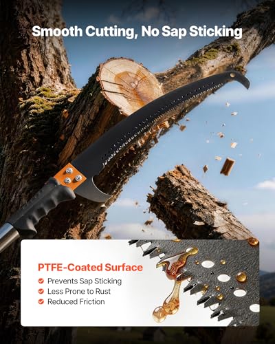 Image of VEVOR Manual Pole Saw, 7.3-27 ft Extendable Tree Pruner, Sharp Steel Blade High Branches Trimming, Manual Branch Trimmer with Lightweight 8 Fiberglass Handles, for Pruning Palms and Shrubs