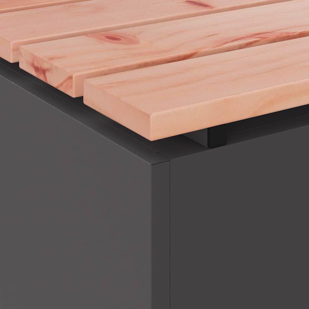 Panca da giardino moderna in legno Douglas e acciaio con verniciatura resistente alle intemperie, per terrazza ed esterno, seduta dalle linee pulite, comoda e stabile, elegante