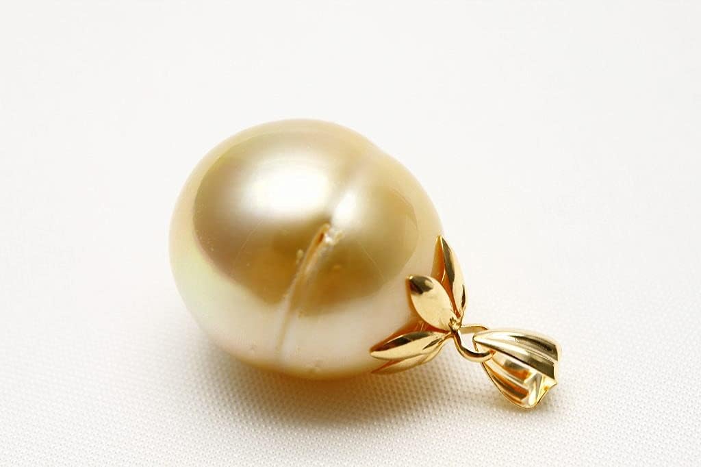 南洋白蝶真珠パールペンダントトップ 18×14mm ナチュラルゴールド