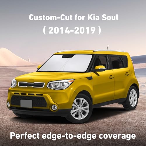 Image of EcoNour Windshield Sunshade Compatible for Kia Soul 2014-2017 2018 2019, Sun Visor for Front Windshield & Window Sun Shade Cover, UV Heat Blocker & Protector, Car Accessories