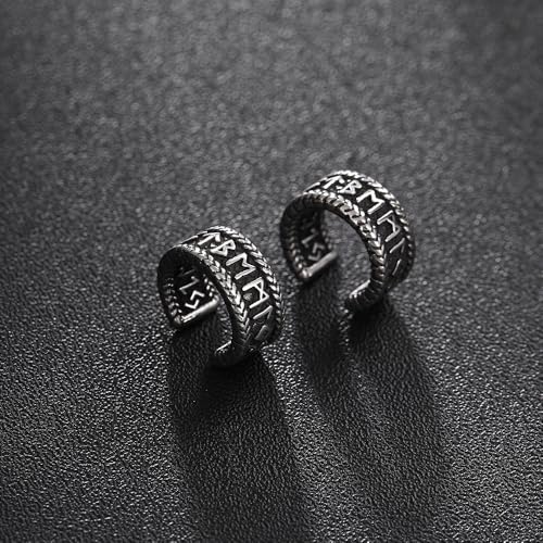 Viking Ear Cuffs Earrings, Norse Runes Non Piercing Clip on Earrings, Archaic Rune Ear Cuff for Women Men3