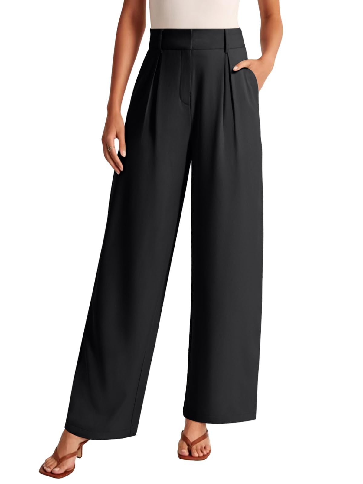 NIMIN High Waisted Dressy Pants for Women Straight Leg Business Casual Work Trousers Office Slacks with Pockets