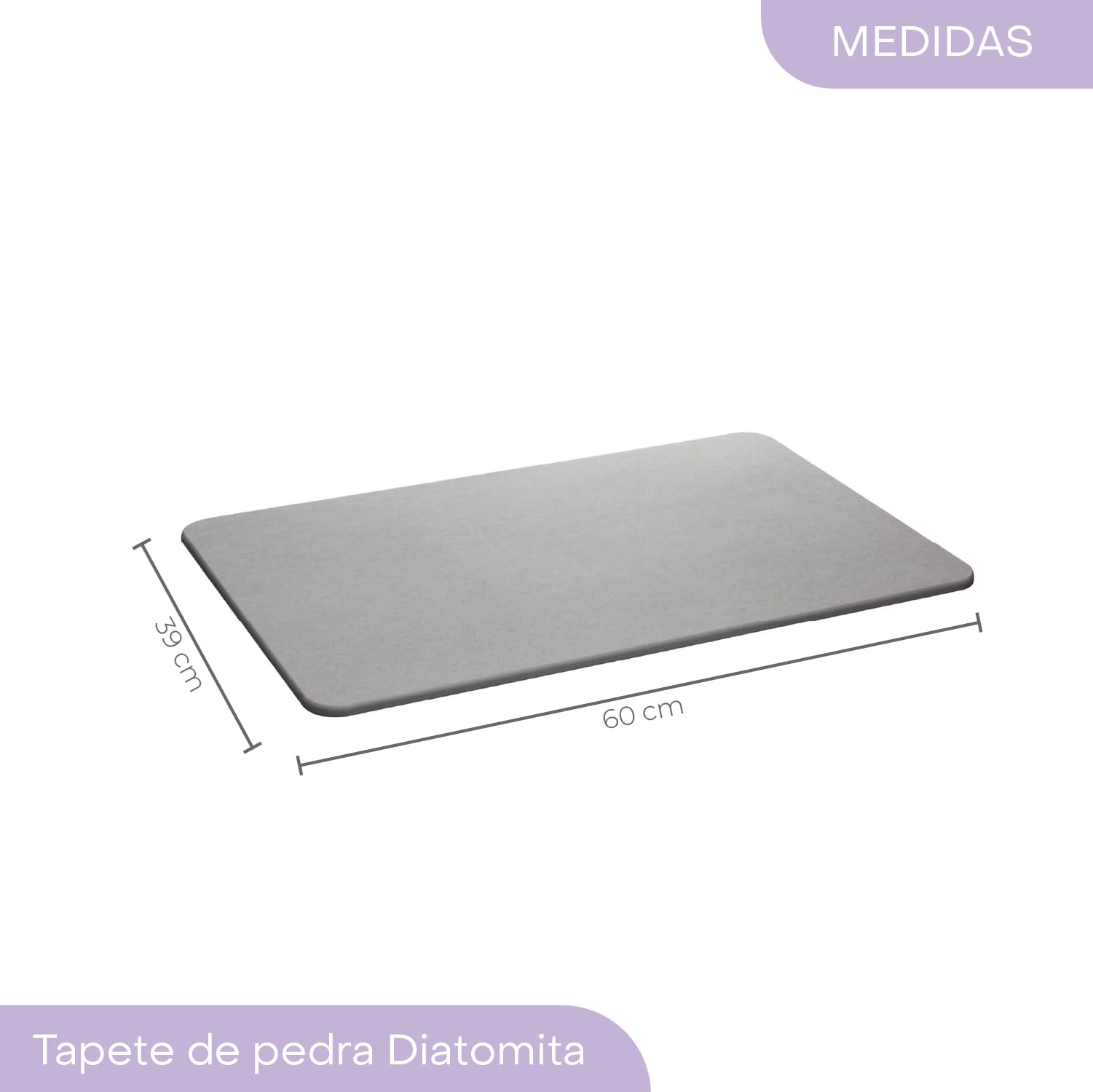 LYOR - Alfombrilla de Piedra de diatomita para baño, Color Gris, 23.6 x 15.4 Pulgadas
