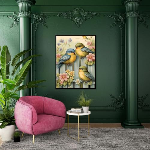 Kits de ponto cruz com estampa de pássaros, kits de bordado para iniciantes e adultos, kits de ponto