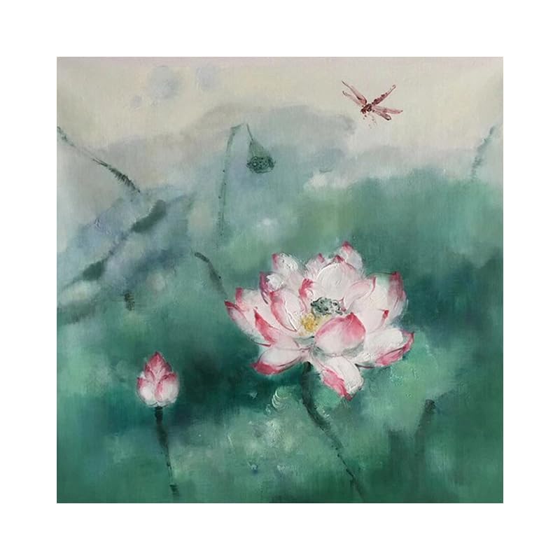 Peintures à l'huile sur toile pour habiller un grand mur vide tableau lotus vert abstrait