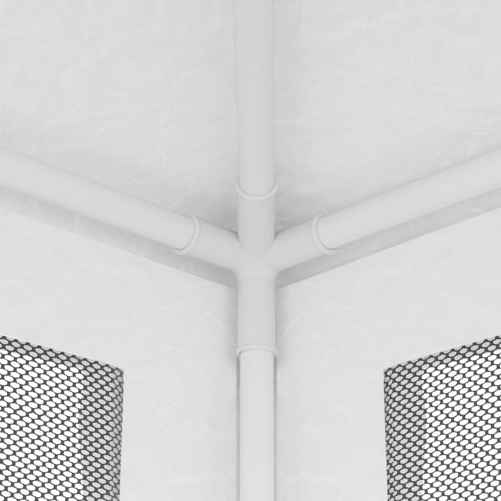 Tente de fête avec 4 parois latérales en maille 2,5 x 2,5 m Blanc – Tonnelle robuste pour événements en plein air avec moustiquaire et entrée zippée