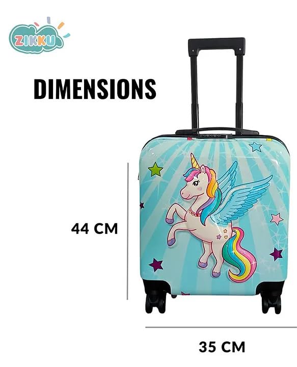 Image of Kids Carry On Luggage with Wheels, 18-inch Hard Shell Suitcase for Boys & Girls, Lightweight Toddler Rolling Travel Bag with Retractable Handle, Durable Hardside Spinner Suitcase, blue Unicorn