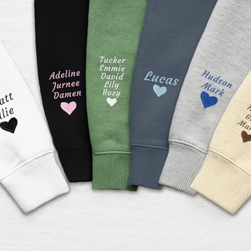 Custom Embroidered 380GSM Mama Sweatshirts with Kids Name on Sleeve for Women, Personalized Gifts for Mom, Customized Crew Neck Sweater, For Mother, Grandma, Auntie4