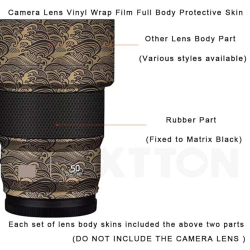 Funda protectora adhesiva para lente de cámara Panasonic Lumix S 50 mm f/1.8 – Diseño Triangle Black, antiarañazos, ultrafina y reutilizable miniatura 2