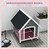 PawHut Hundehütte aus Holz Kleintierhaus mit Asphaltdach Outdoor Hundehöhle korrosionsbeständig Hundehaus mit herausnehmbarem Boden für mittelgroße Hunde 75 x 88 x 82 cm Grau