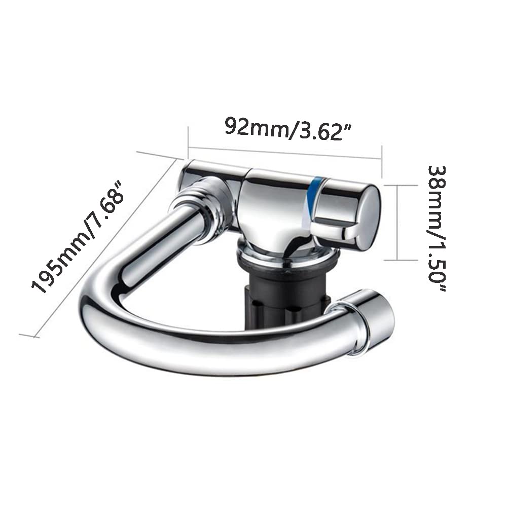 Riloer Rubinetto pieghevole in rame, rubinetto girevole a 360°, miscelatore acqua fredda e calda per camper
