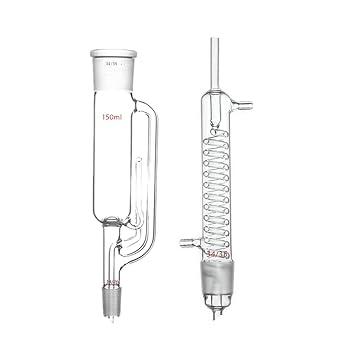 Glass Soxhlet Extraction Set,Soxhlet Extractor with Condenser,Lab Glassware Graham Condenser,150ml