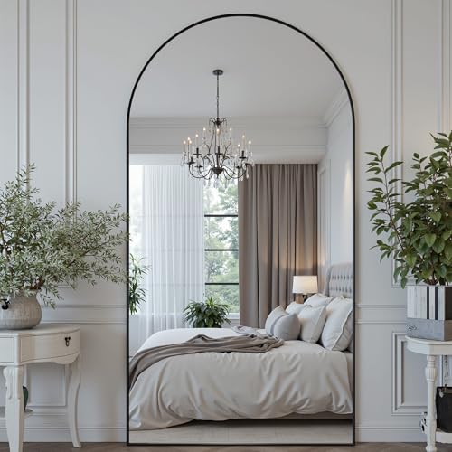 Suidia Arched Full Length Mirror, 81"x41" Floor Mirror Freestanding, Floor Standing Full Body Mirror with Stand for Bedroom, Hanging Mounted for Living Room Cloakroom, Black