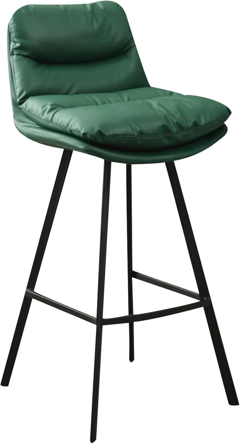 Chaises de bar avec repose-pieds et assise rembourrée en simili cuir vert