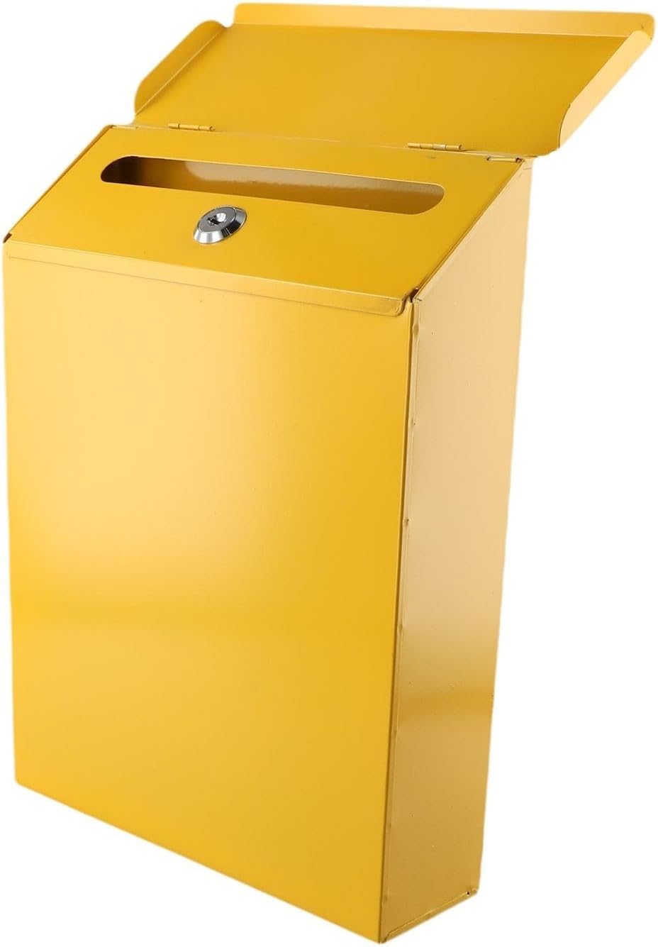 Lockable Wall Mount Mailbox with 2 Keys, Rustic Vintage Iron Design, Secure Mail Drop Box and Decorative Mailbox for Home or Office, Outdoor Post Box or Locking Suggestion Box,(Yellow)