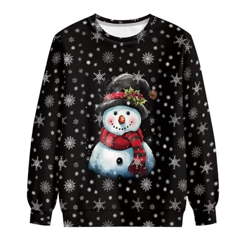 Sweats à capuche femme imprimé bonhomme de neige noir décontracté XXL