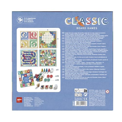 Miniatura 2 de Apli Kids 19147 - Juegos Reunidos 4 En 1, Set De 4 Juegos Clásicos De Mesa Ilustrados: Oca, Parchís,Escaleras Y 4 En Raya.
